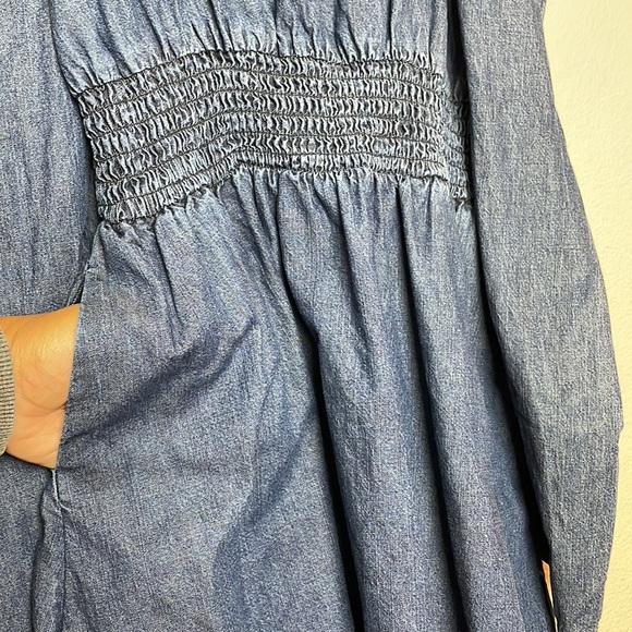 Free People Women’s Molly Puff Sleeve Retro Western Denim Mini Dress Size M - Picture 4 of 12